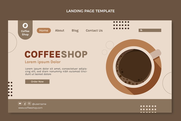 フラット​デザイン​の​コーヒー​ショップ​の​ランディングページ