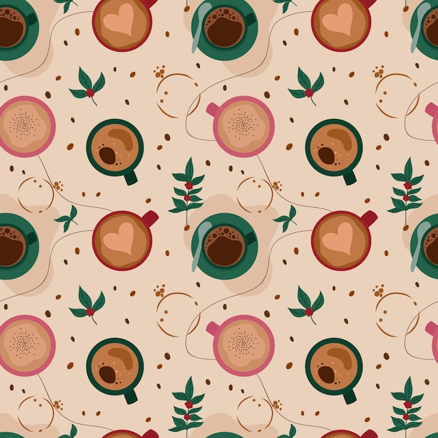 Flat design coffee shop pattern