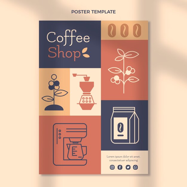Плоский дизайн плаката кафе
