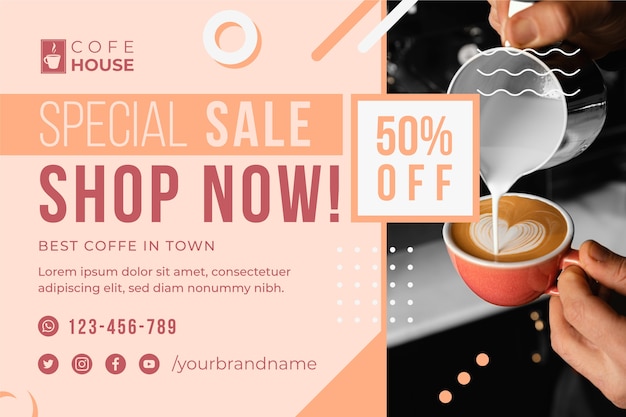 Flat design coffee shop sale background