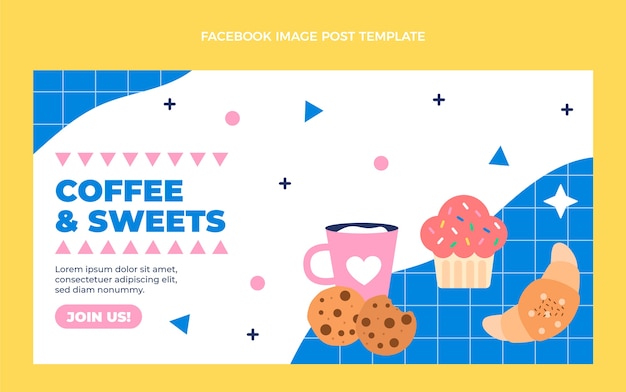 Flat design coffee and sweets facebook post