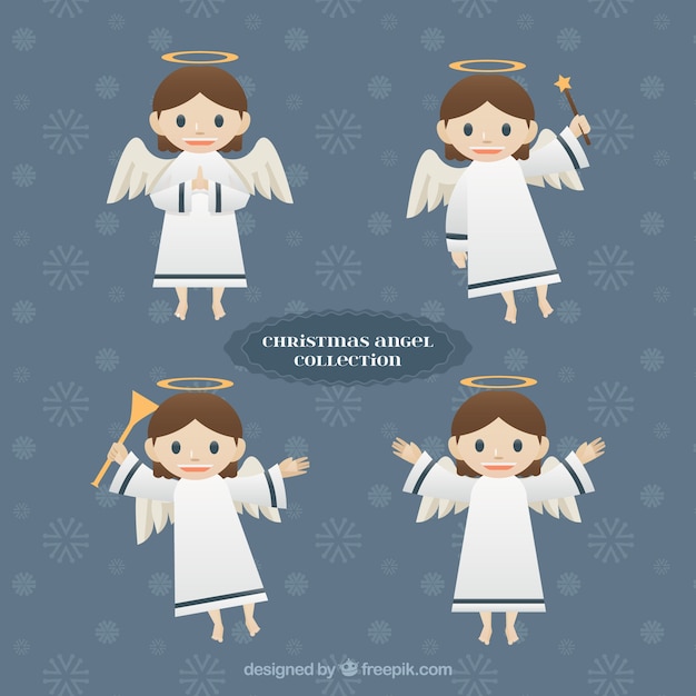 Flat design collection of christmas angels