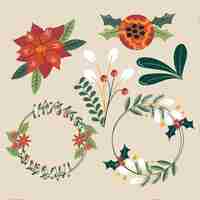 Free vector flat design collection of christmas flowers