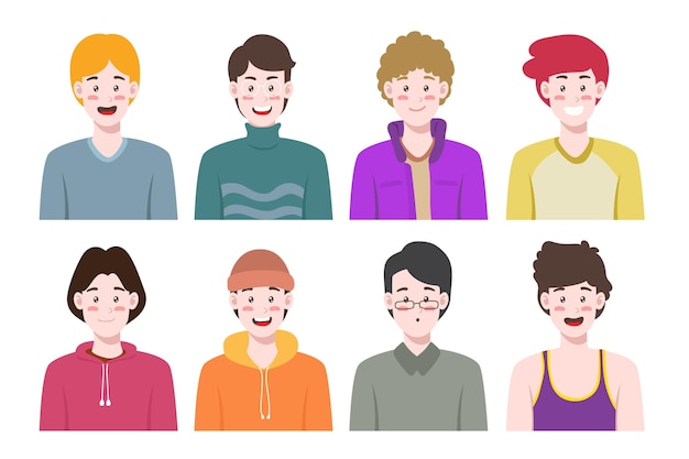 Flat design collection of different profile icons