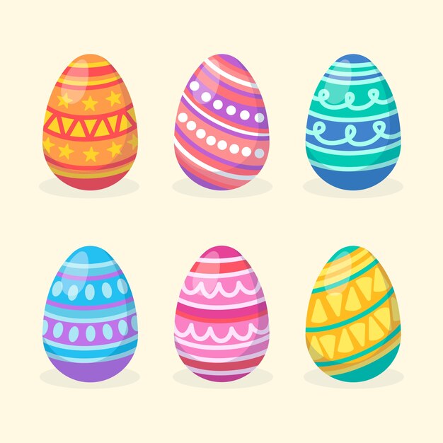 Flat design collection easter day egg