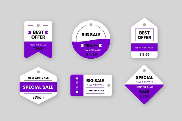 Flat design collection of sales tags