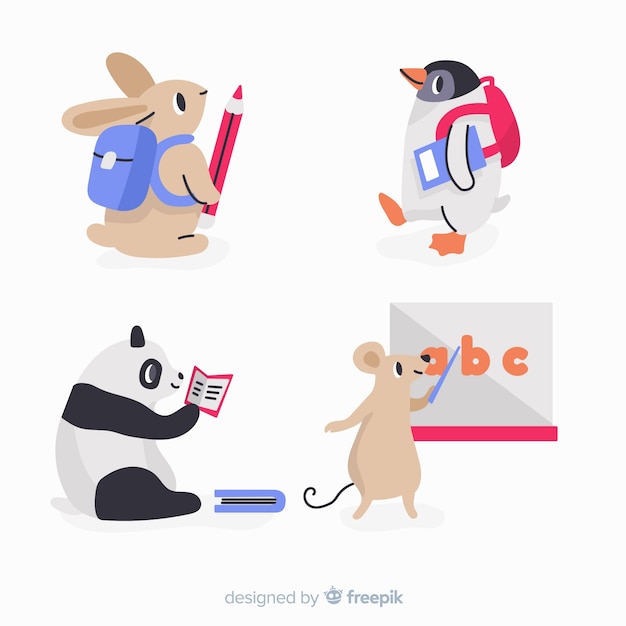 Flat design collection with wild animals