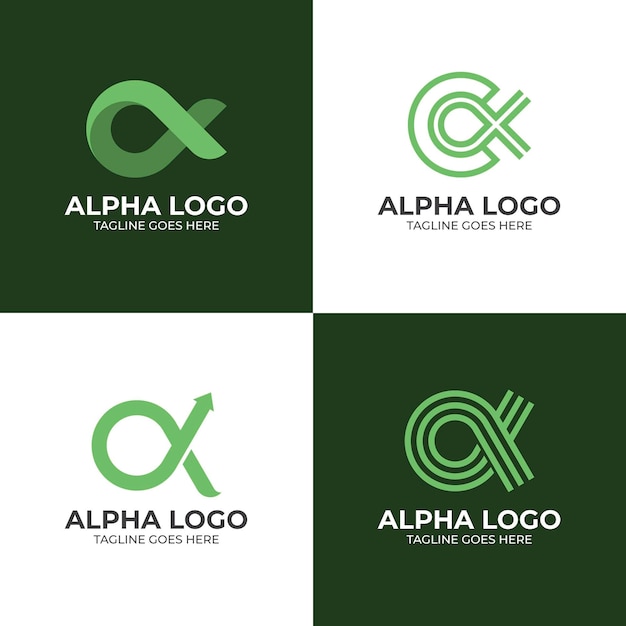 Flat design colored alpha logos