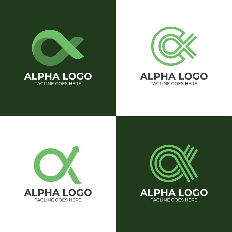 Free Vector flat design colored alpha logos