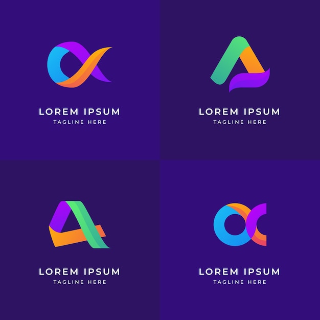 Цветные альфа-логотипы в плоском дизайне
