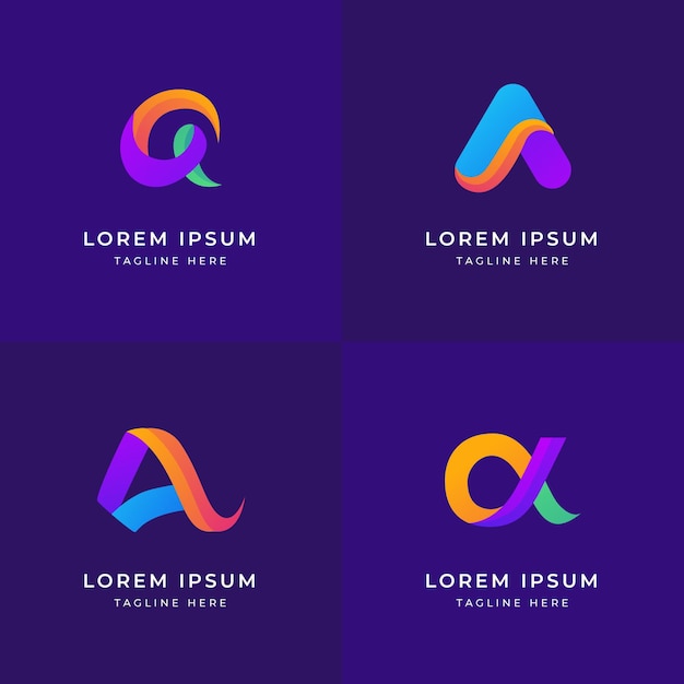 Free vector flat design colored alpha logos