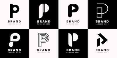 Free vector flat design colored p logos set