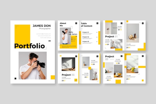 Flat design colored portfolio template