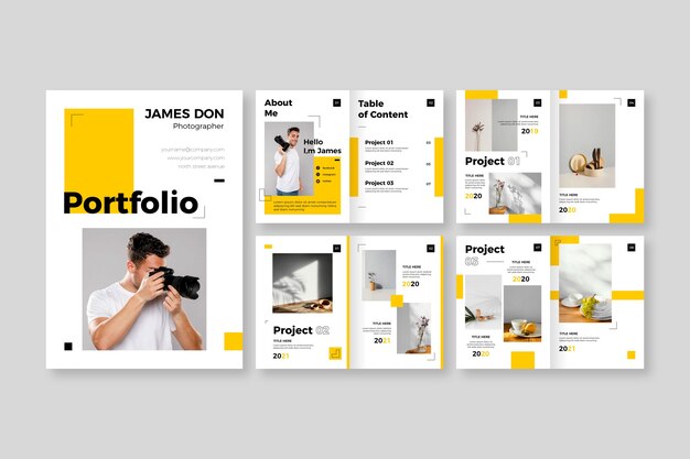 Flat design colored portfolio template