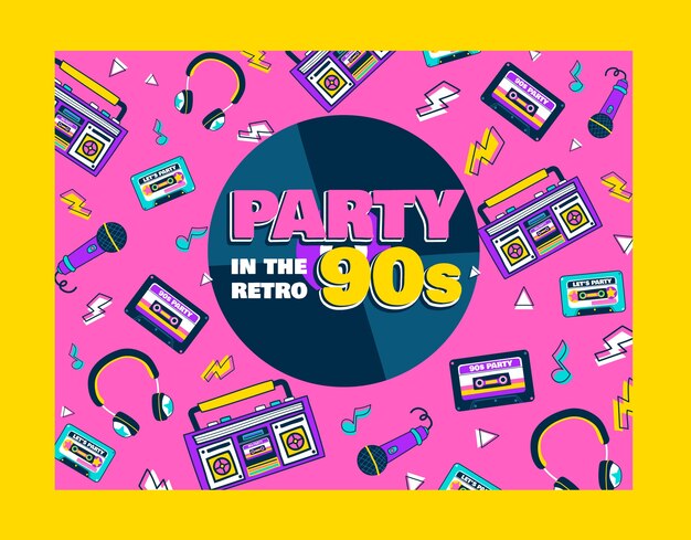 Flat design colorful 90s party  photocall