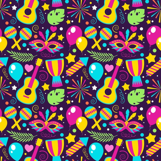 Free vector flat design colorful brazilian carnival pattern