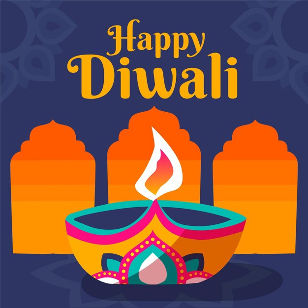 Flat design colorful candle diwali event