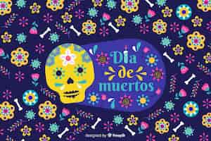 Free vector flat design of colorful dia de muertos background