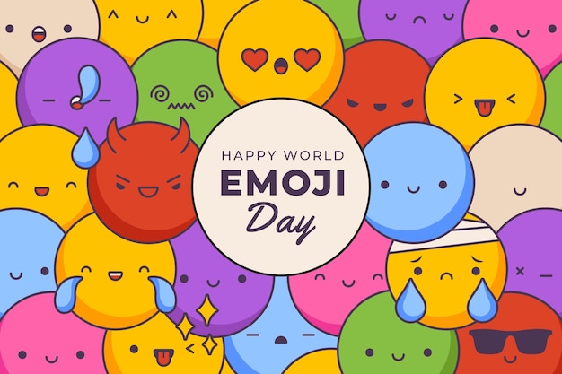 Vettore gratuito sfondo colorato emoji design piatto
