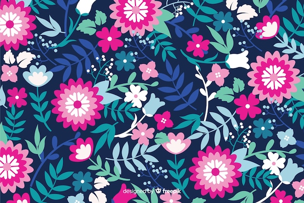 Free vector flat design colorful floral background