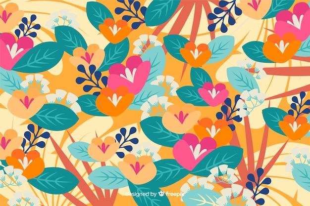 Flat design colorful floral background