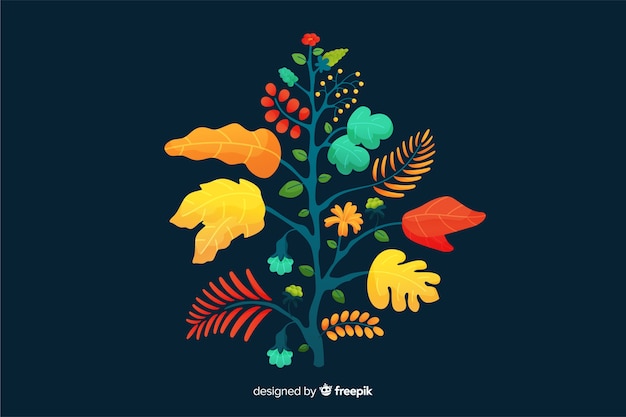 Flat design colorful floral branch