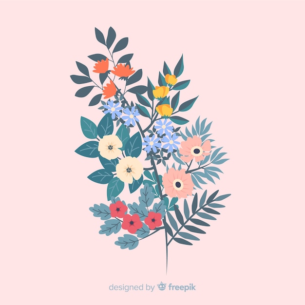 Free vector flat design colorful floral branch