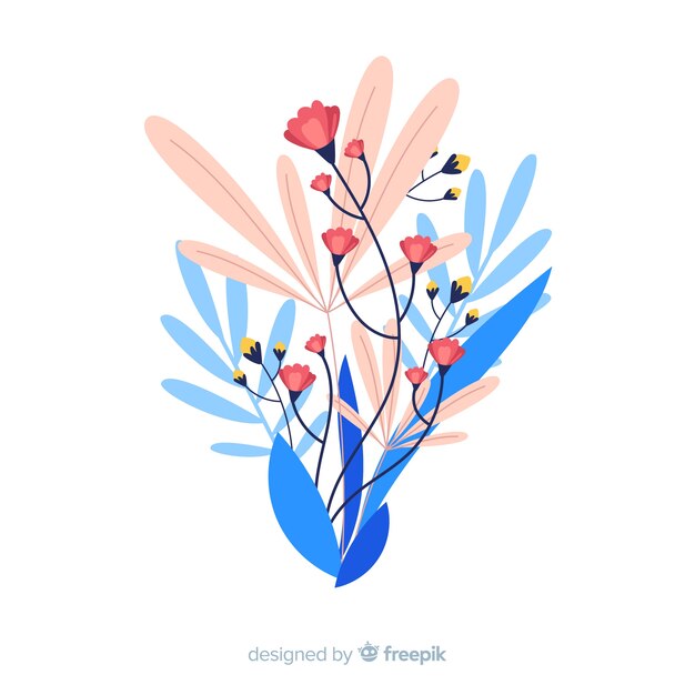 Flat design of colorful floral branch