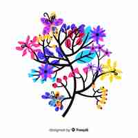 Free vector flat design of colorful floral branch