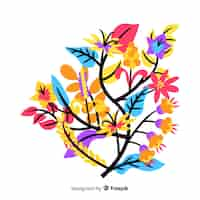 Free vector flat design of colorful floral branch