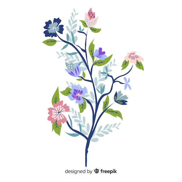 Flat design of colorful floral branch