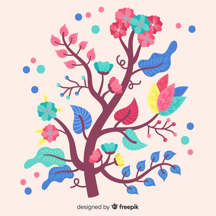 Free Vector flat design of colorful floral branch