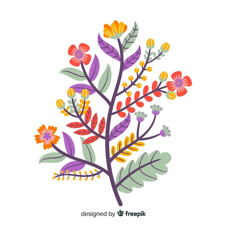 Free Vector flat design colorful floral branch