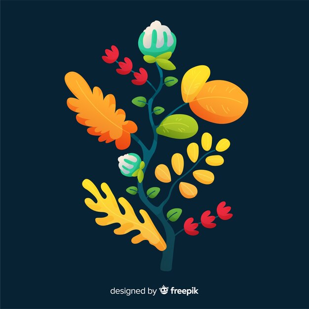 Flat design of colorful floral branch