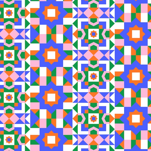 무료 벡터 평면 디자인 다채로운 기하학적 패턴