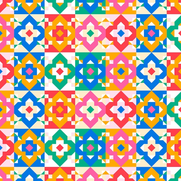Бесплатное векторное изображение Плоский дизайн красочный геометрический узор
