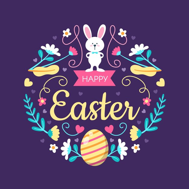 Flat design colorful happy easter day