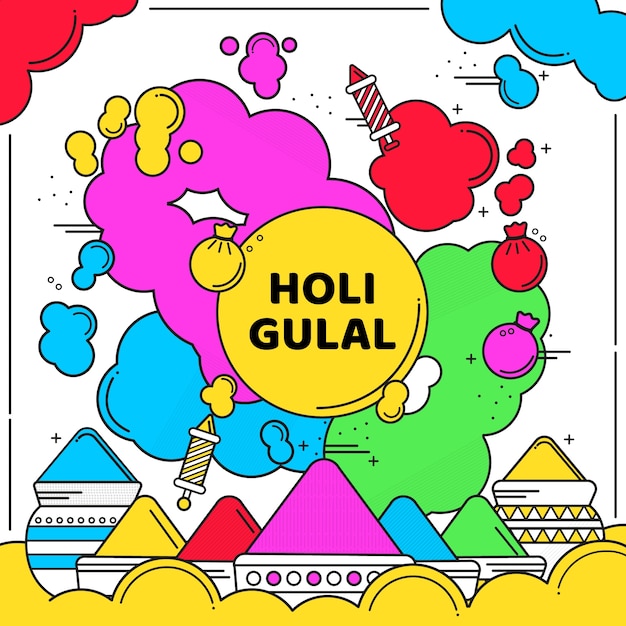 Free vector flat design colorful holi gulal