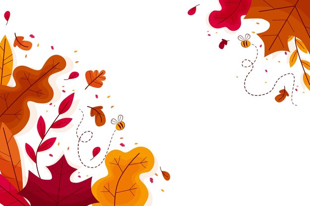 Flat design colorful leaves wallpaper with copy space