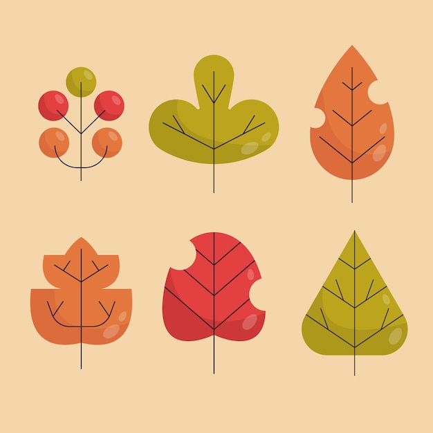 Vettore gratuito design piatto di foglie colorate