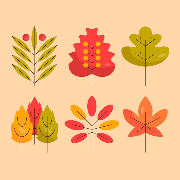 Free vector flat design of colorful leaves