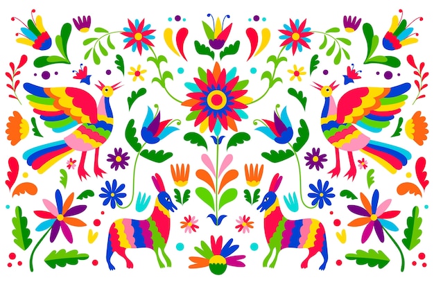 Плоский дизайн красочный мексиканский фон