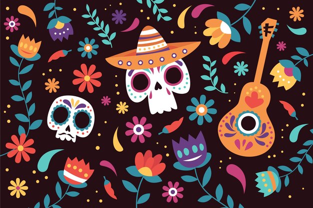 Flat design colorful mexican background