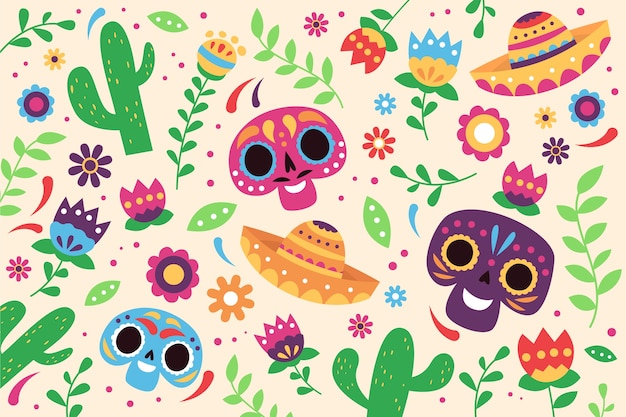 Flat design colorful mexican background