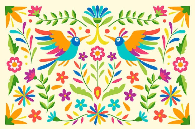 Бесплатное векторное изображение Плоский дизайн красочный мексиканский фон