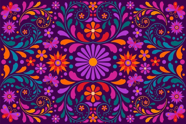 Бесплатное векторное изображение Плоский дизайн красочный мексиканский фон