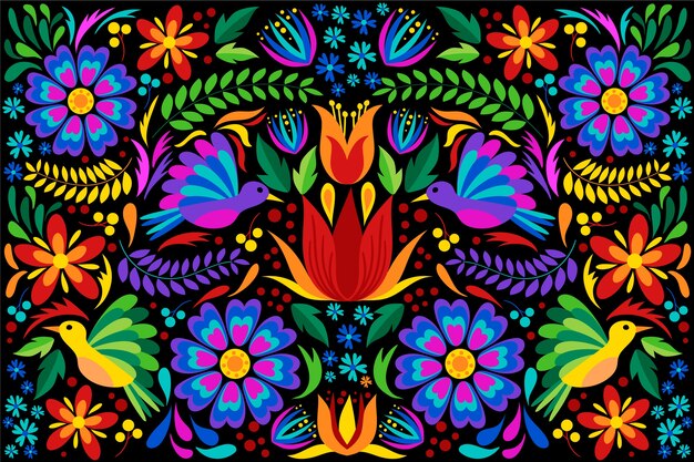 Плоский дизайн красочный мексиканский фон