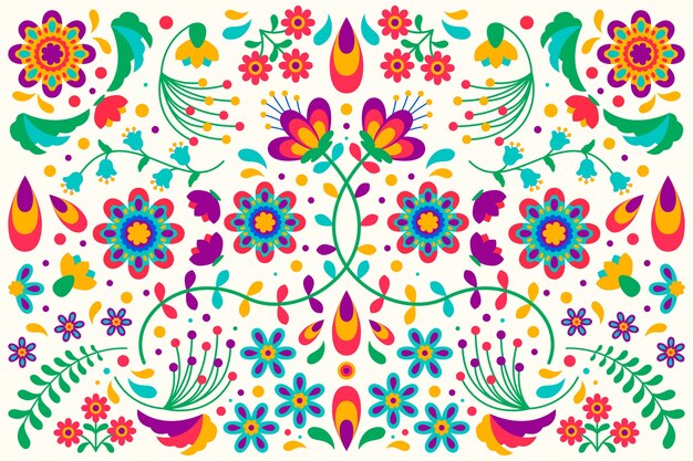 Плоский дизайн красочные мексиканские обои концепция