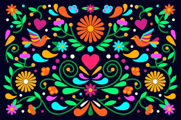 Free vector flat design colorful mexican wallpaper design