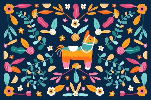 Free vector flat design colorful mexican wallpaper theme